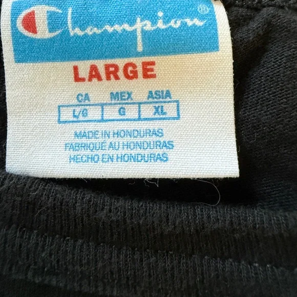 Champion Mens Large Black Graphic Logo T Shirt Big C Logo Short Sleeve - Picture 5 of 7